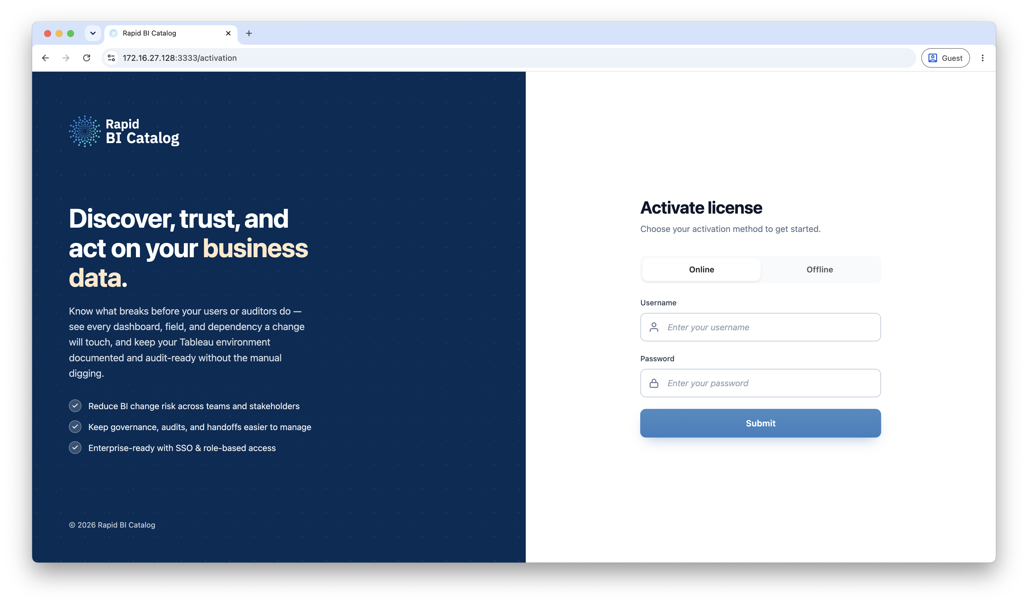 Web UI activation login