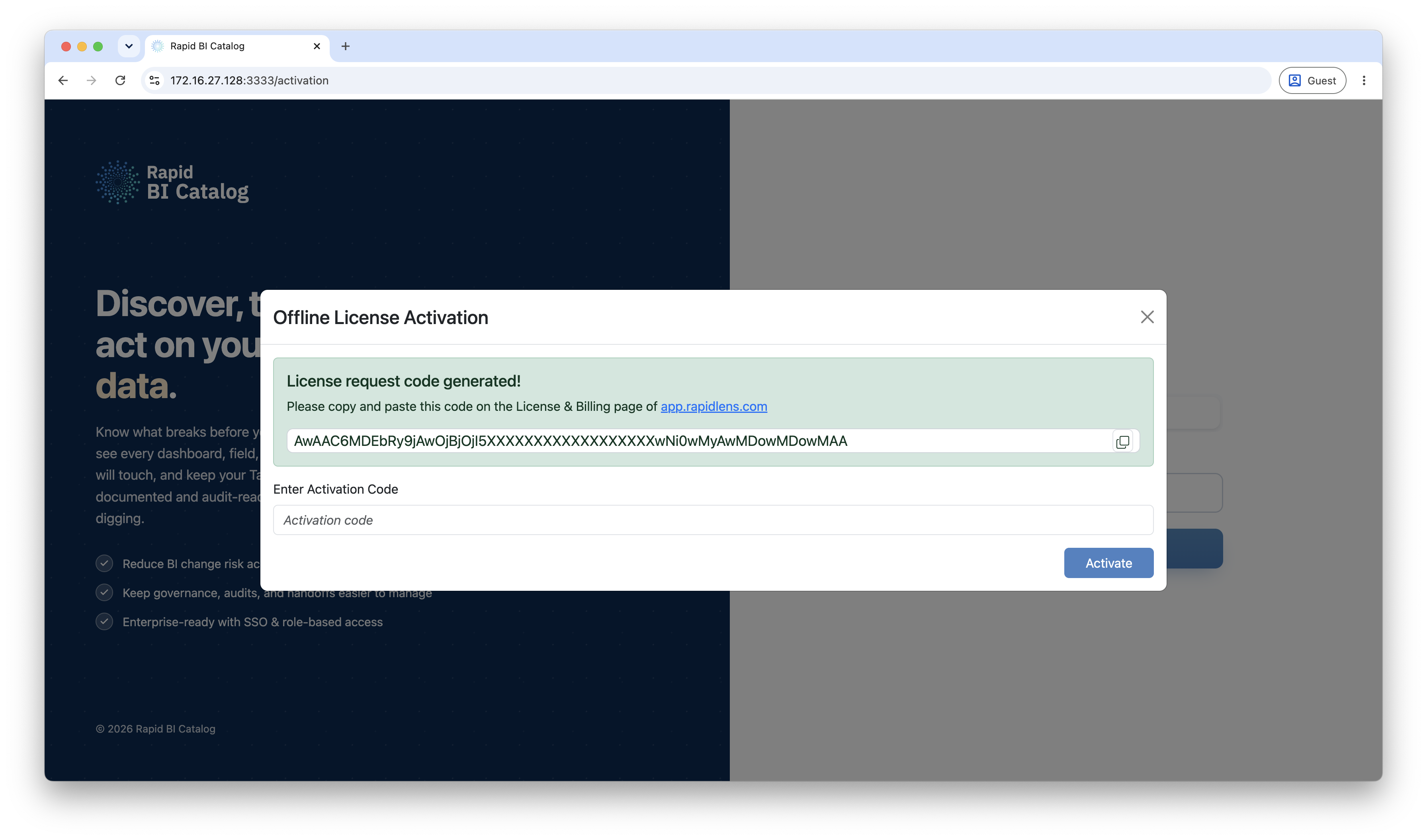 Offline License Request Code