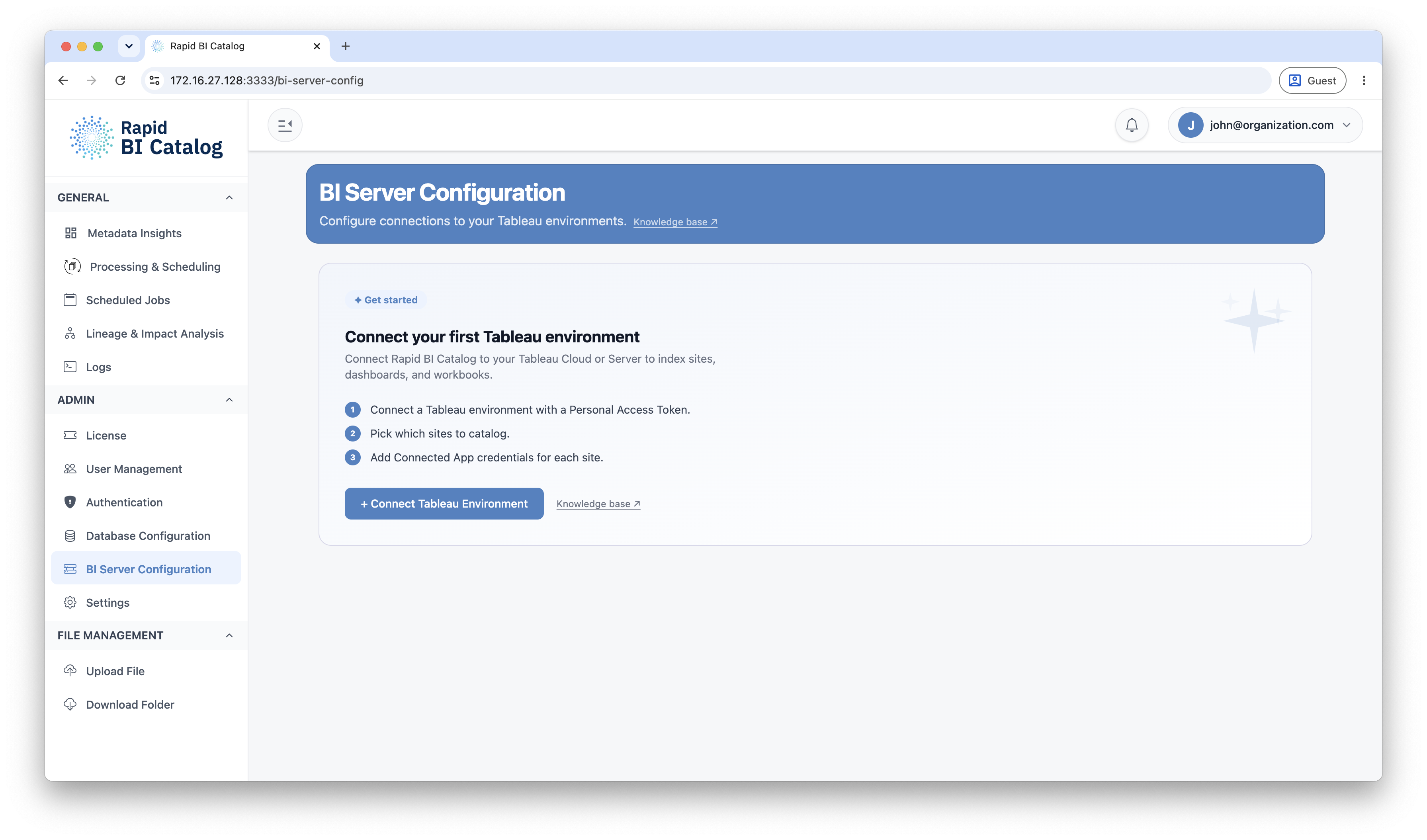 BI Server Configuration page