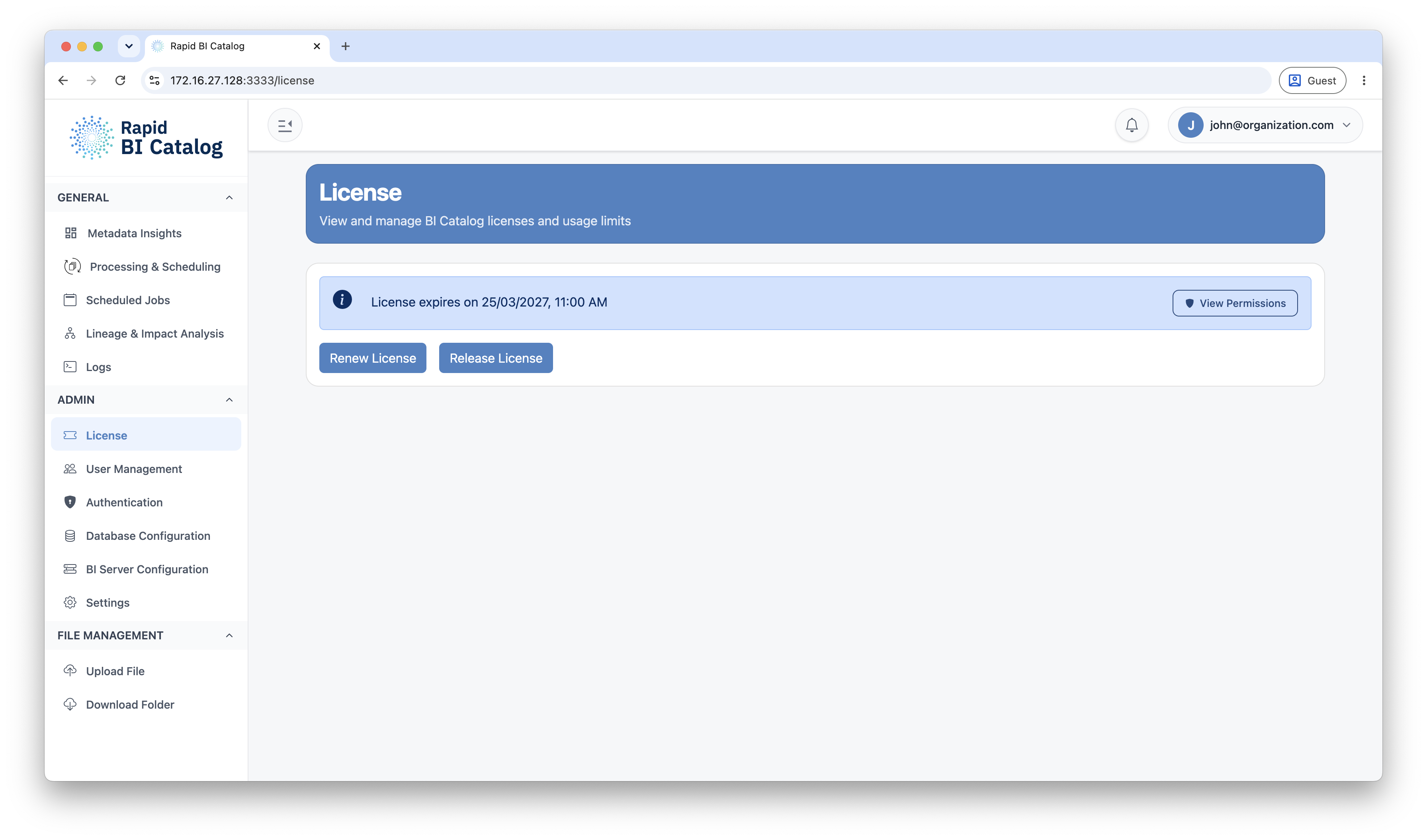 License status banner