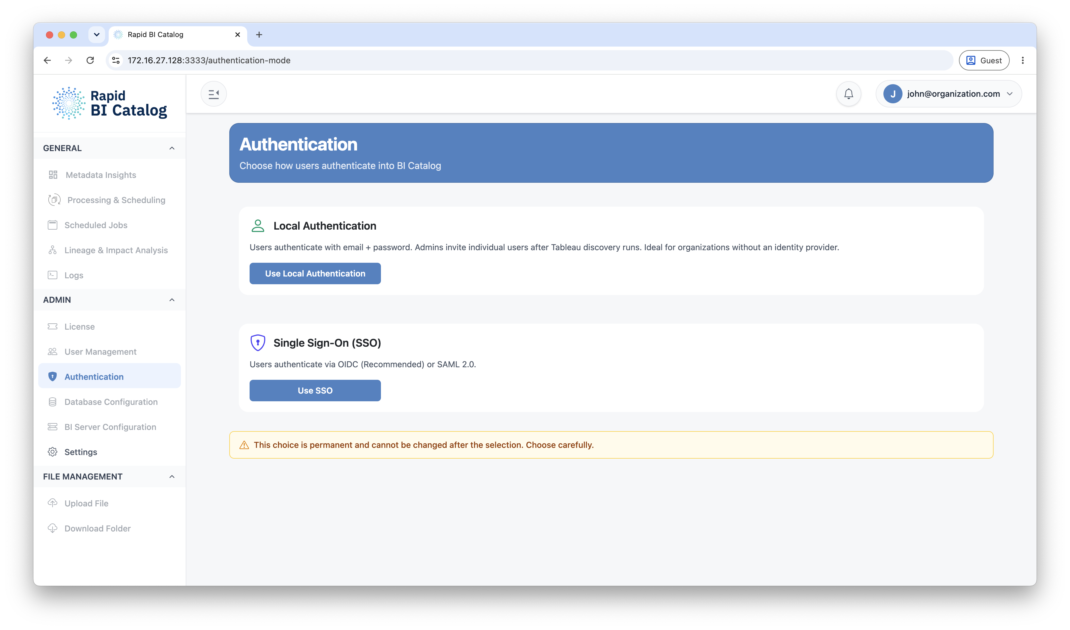 Authentication mode