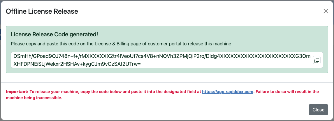 License Release Code