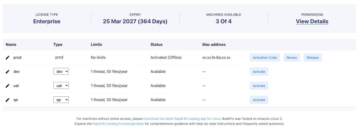 License & Billing page