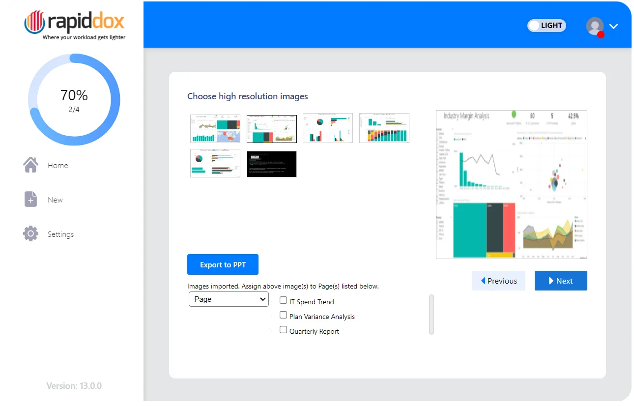 Generated Power BI documentation showing dashboard screenshots included per report page